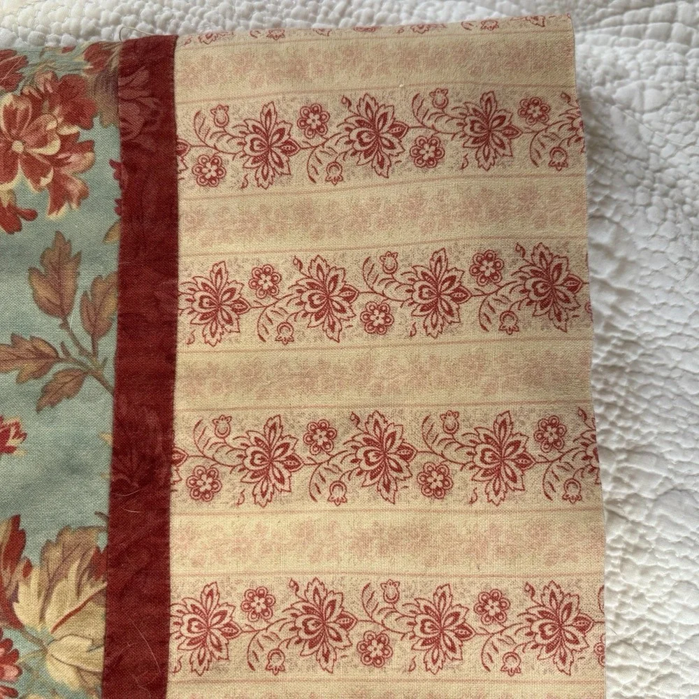Vintage Homemade Pillowcases Cotton Floral Roses On Teal French‎ Country Cottage